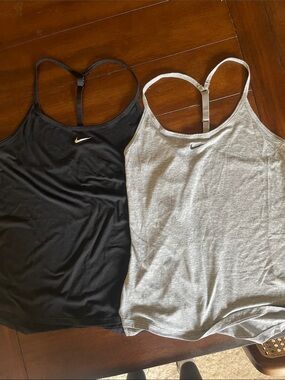 Nike Women's y-back workout Tanks - Black & Light Gray